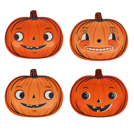 Vintage Pumpkin Melamine Plates - Set of 4