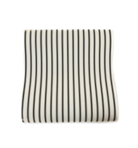 Black & Cream Striped Paper Table Runner