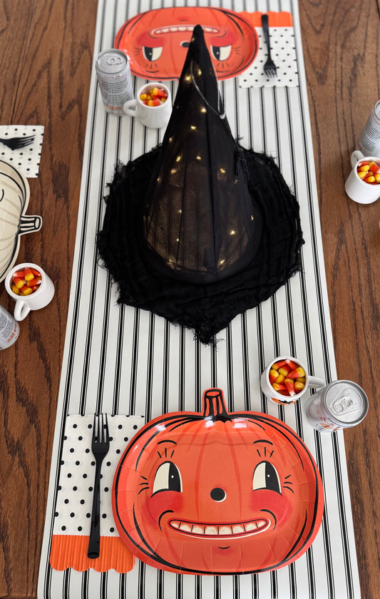 Black & Cream Striped Paper Table Runner